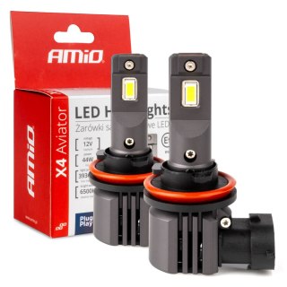 Żarówki samochodowe led seria x4 aviator h8 h9 h11 h16 6500k canbus amio-03765