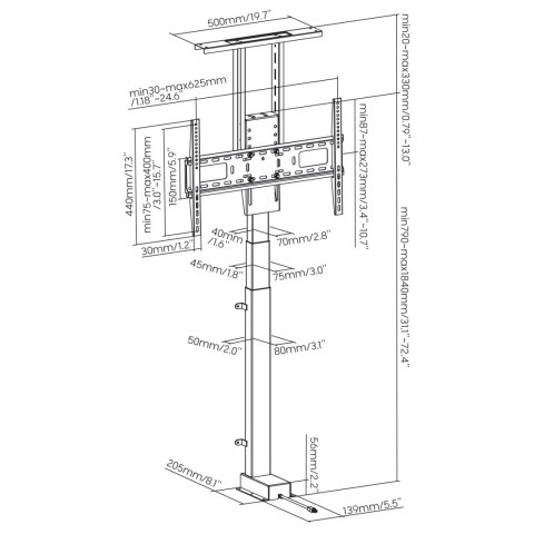 Uchwyt elektryczny wysuwany do telewizora Maclean, TUYA, 37''-80'', VESA 600x400, max 60kg, MC-866T