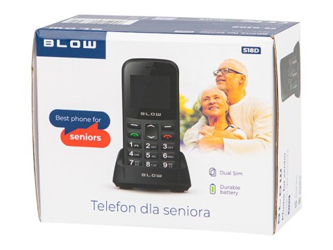 75-030# Telefon dla seniora blow czarny z podstawką s18d