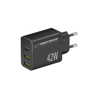 EZC106K Esperanza ładowarka sieciowa 42w usb-c pd 30w / 2x usb-a 12w