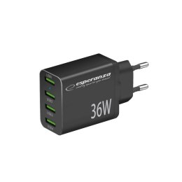 EZC107K Esperanza ładowarka sieciowa 36w 4x usb-a qc 3.0 18w