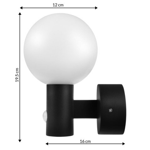 Lampa LED z czujnikiem ruchu Maclean, czujnik ruchu PIR, kolor czarny, 15W, IP65, 1600lm, barwa neutralna biała (4000K) MCE515 B