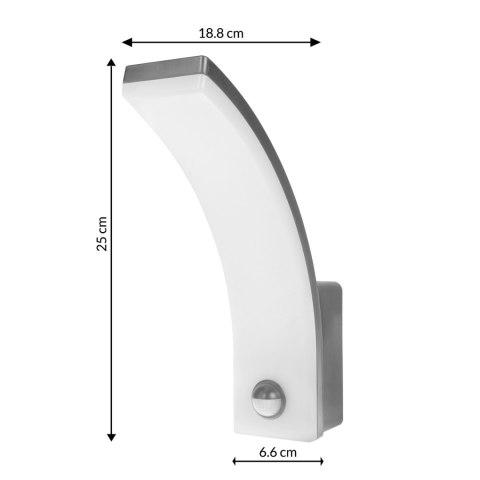 Lampa LED z czujnikiem ruchu Maclean, czujnik ruchu PIR, kolor szary, 20W, IP65, 2000lm, barwa neutralna biała (4000K) MCE512 GR