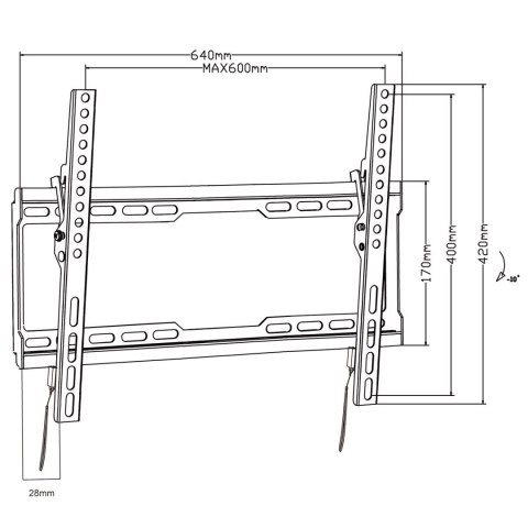 Uchwyt do TV Maclean, max VESA 600x400, 32-80", 45kg, reg. odchylenia +0°~-10°, MC-413