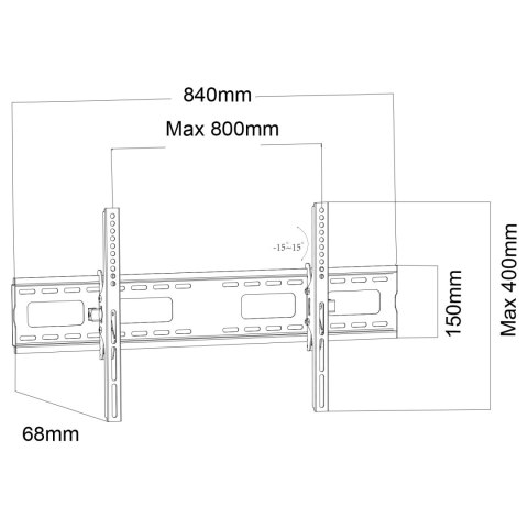 Uchwyt do TV Maclean, max VESA 800x400, 43-100", 120kg, reg. odchylenia +15°~-15°, MC-422