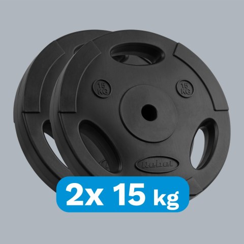 Zestaw obciążeń bitumicznych 2x15kg, otwór 31mm, talerz z uchwytami, REBEL ACTIVE