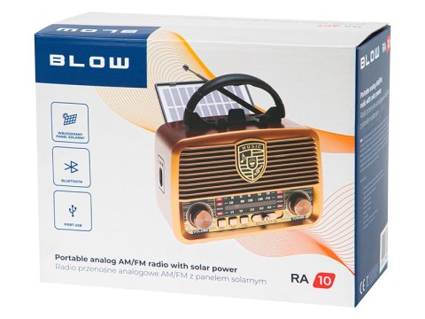 77-540# Radio przenośne analogowe am/fm bt blow ra10 solarne