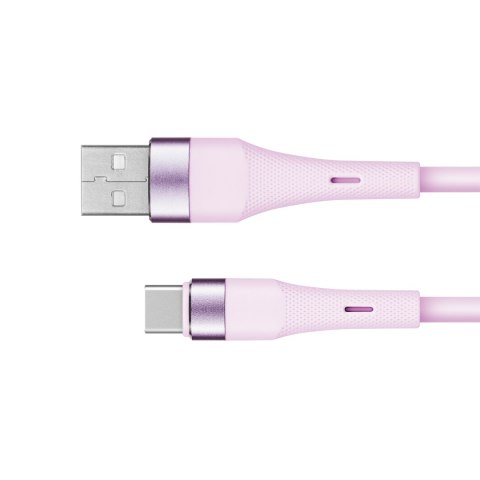 Kabel USB - USB typu C 1 m silikonowy różowy Kruger&Matz Basic