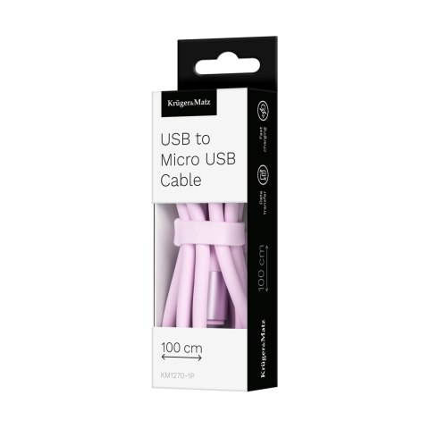 Kabel USB - microUSB 1 m silikonowy różowy Kruger&Matz Basic