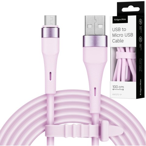 Kabel USB - microUSB 1 m silikonowy różowy Kruger&Matz Basic