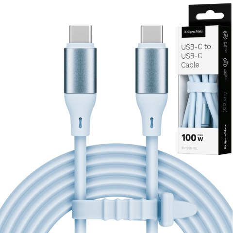 Kabel USB typu C - USB typu C 100 W 1 m silikonowy niebieski Kruger&Matz Basic