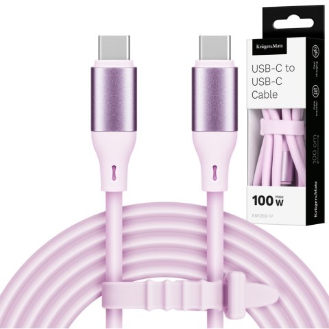 Kabel USB typu C - USB typu C 100 W 1 m silikonowy różowy Kruger&Matz Basic