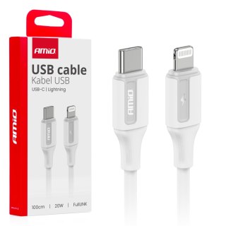 Kabel do ładowania usb-c - iphone lightning 20w 100cm amio-03922