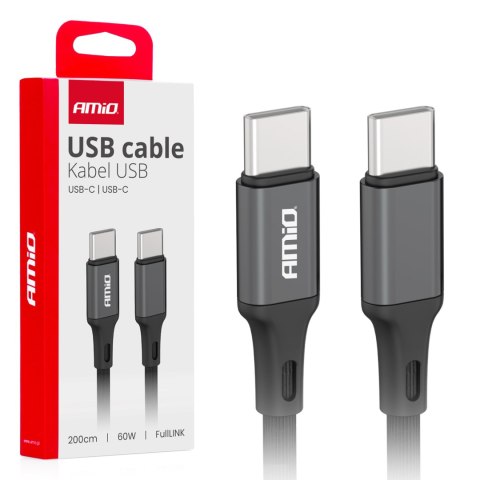 Kabel do ładowania usb-c - usb-c 60w 200cm fulllink amio-03903