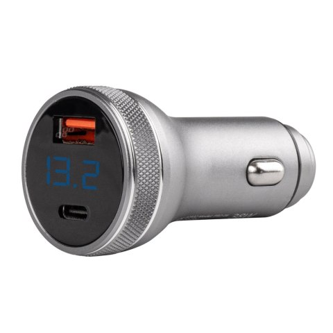 Ładowarka samochodowa z woltomierzem 38w pch pro-06 usb+usb-c 12v 24v amio-02932