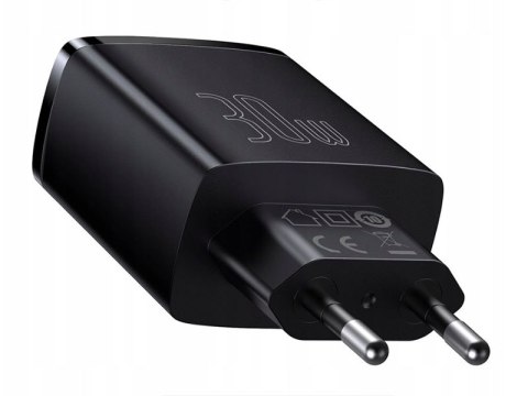 BASEUS Ładowarka sieciowa Baseus Compact Quick Charger, 2xUSB, USB-C, PD, 3A, 30W (CCXJ-E01) Czarna