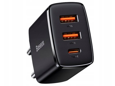 BASEUS Ładowarka sieciowa Baseus Compact Quick Charger, 2xUSB, USB-C, PD, 3A, 30W (CCXJ-E01) Czarna