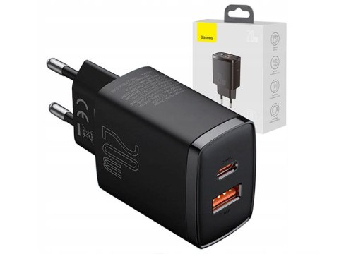 BASEUS Ładowarka sieciowa Baseus Compact Quick Charger, USB, USB-C, 20W (CCXJ-B01) Czarna