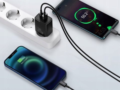 BASEUS Ładowarka sieciowa Baseus Compact Quick Charger, USB, USB-C, 20W (CCXJ-B01) Czarna