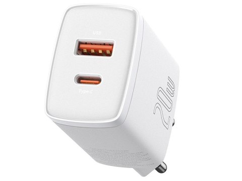 BASEUS Ładowarka sieciowa Baseus Compact Quick Charger, USB, USB-C, 20W (CCXJ-B02) Biała