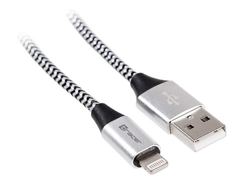 Kabel TRACER USB 2.0 iPhone AM - lightning 1,0m czarno-srebrny