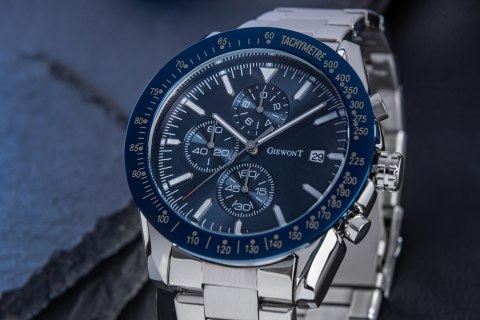 Zegarek Męski Giewont PrimeChrono GW8620-2 Chronograf Silver/Blue