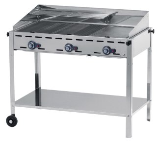 Grill gazowy "Green Fire" 3 palniki 17,4kW z osłoną i półką - Hendi 149591