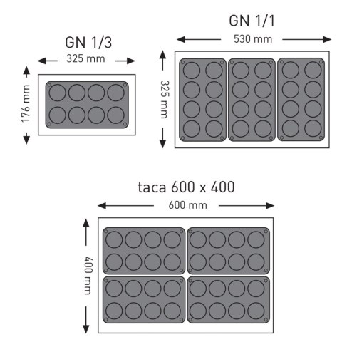 Foremki silikonowe nieprzywierające do pieczenia do 260C MINI-MADELEINES 176x300mm GN1/3 - Hendi 677308