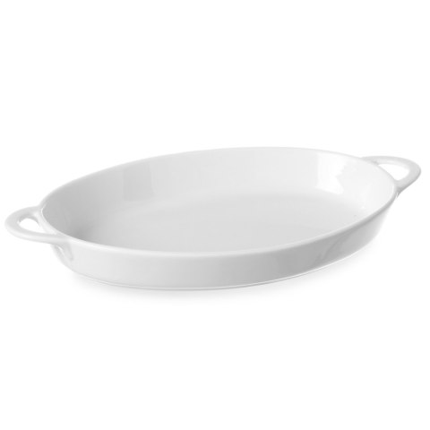 Półmisek do zapiekania owalny z uchwytami 165x105x30mm biała porcelana - Hendi 784006