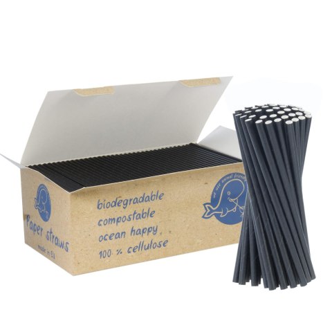 Słomki papierowe BIO ekologiczne PAPER STRAWS 6/150mm - czarne 650szt.