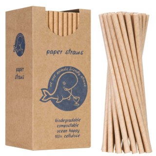 Słomki papierowe BIO ekologiczne PAPER STRAWS grube 8/205mm - brązowe 160szt.