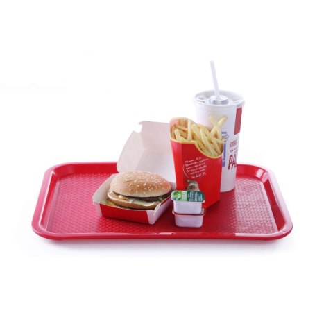 Taca z polipropylenu Fast Food 30.5x41.5cm - czerwona