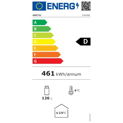 Lodówka chłodziarka barowa sklepowa na napoje 1-drzwiowa 3 półki 135 W 126 l - Hendi 226568