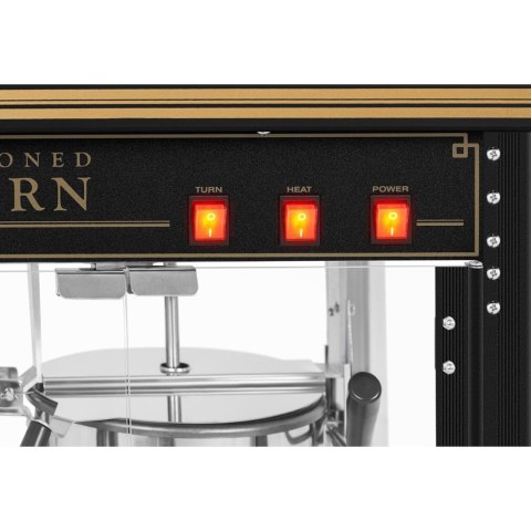 Maszyna automat urządzenie do prażenia popcornu retro TEFLON 1600 W 5-6 kg/h - czarno-złota