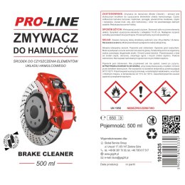 Zmywacz środek do czyszczenia hamulców i układów hamulcowych PRO-LINE spray 500 ml