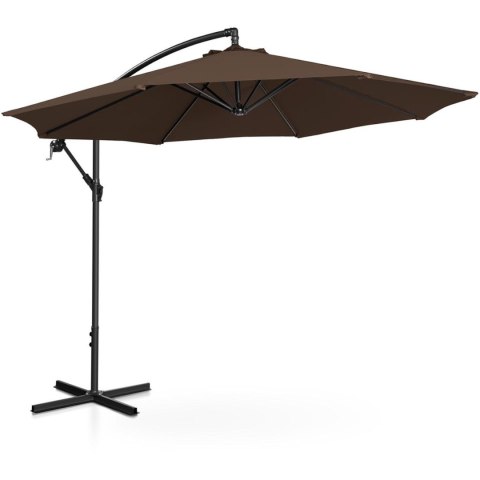 Parasol ogrodowy na wysięgniku okrągły uchylny śr. 300 cm brązowy