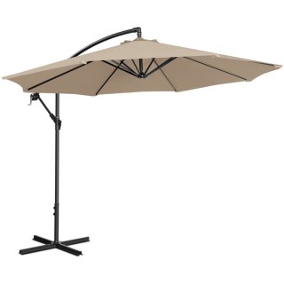 Parasol ogrodowy na wysięgniku okrągły uchylny śr. 300 cm kremowy