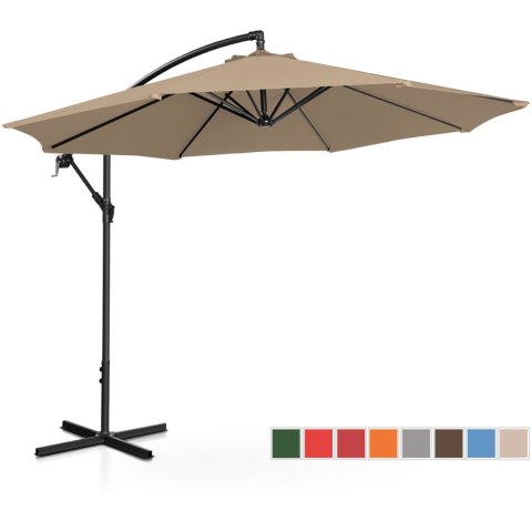 Parasol ogrodowy na wysięgniku okrągły uchylny śr. 300 cm szarobrązowy