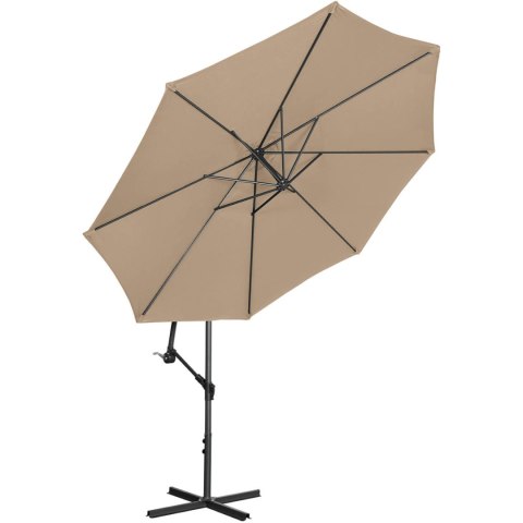 Parasol ogrodowy na wysięgniku okrągły uchylny śr. 300 cm szarobrązowy