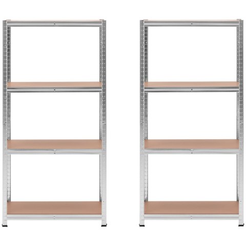 Regał magazynowy metalowy 4 półki 320 kg 80 x 40 x 160 cm szary 2 szt.