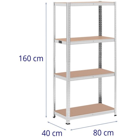 Regał magazynowy metalowy 4 półki 320 kg 80 x 40 x 160 cm szary 2 szt.