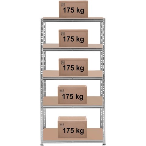 Regał magazynowy metalowy 5 półek 875 kg 90 x 60 x 180 cm szary