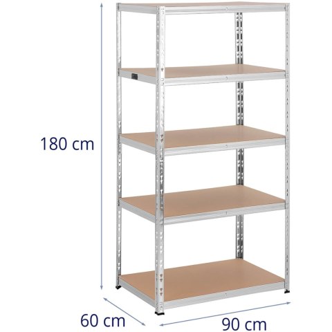 Regał magazynowy metalowy 5 półek 875 kg 90 x 60 x 180 cm szary