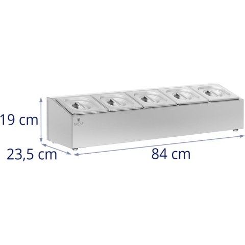 Ekspozytor stojak na pojemniki gastronomiczne 5 x GN 1/6 9.5 l + pojemniki z pokrywkami