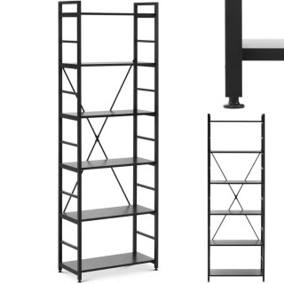 Regał na książki loftowy ze stalową ramą 28 x 60 x 182 cm czarny