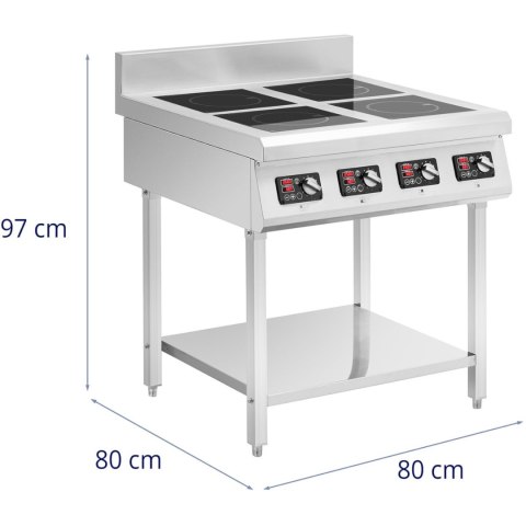 Kuchnia indukcyjna 4 palnikowa z otwartą podstawą 400 V 4 x 3500 W