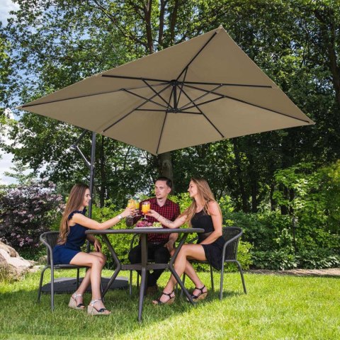 Parasol ogrodowy na wysięgniku kwadratowy 250 x 250 cm szarobrązowy