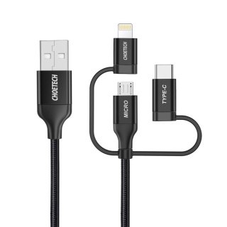 Kabel USB MFI Lightning USB Typ C micro USB 3w1 1.2 m czarny