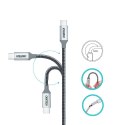 Kabel przewód USB Typ C - USB Typ C 5A 100W PowerDelivery 480Mbps 1.8 m szary