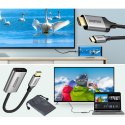 Przejściówka HUB USB Typ C - HDMI 2.0 + kabel HDMI 2m szary